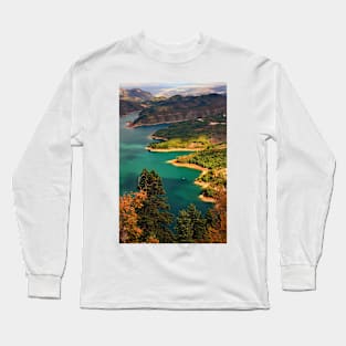 Shadow play at Lake Plastiras Long Sleeve T-Shirt